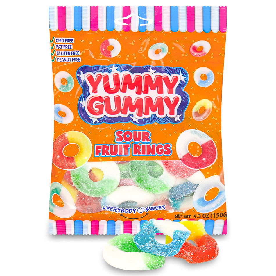 Yummy Gummy Sour Fruit Rings 150g