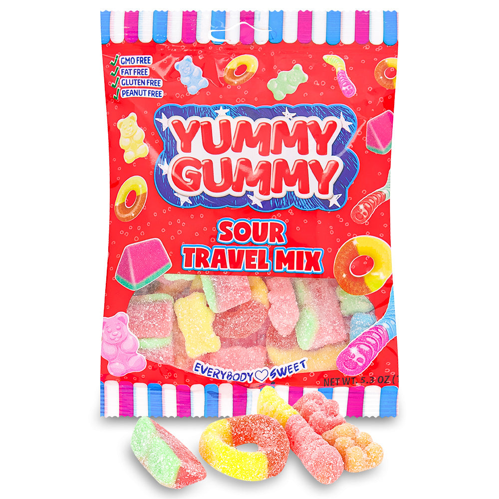 Yummy Gummy  Sour Travel Mix Gummies 150g