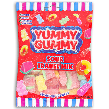 Yummy Gummy  Sour Travel Mix Gummies 150g Front