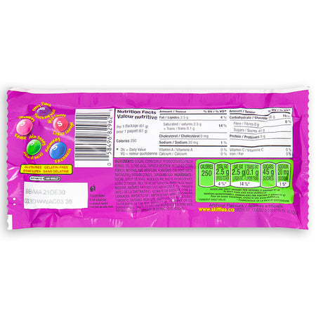 Skittles Berry Candy - 61g Back Ingredients