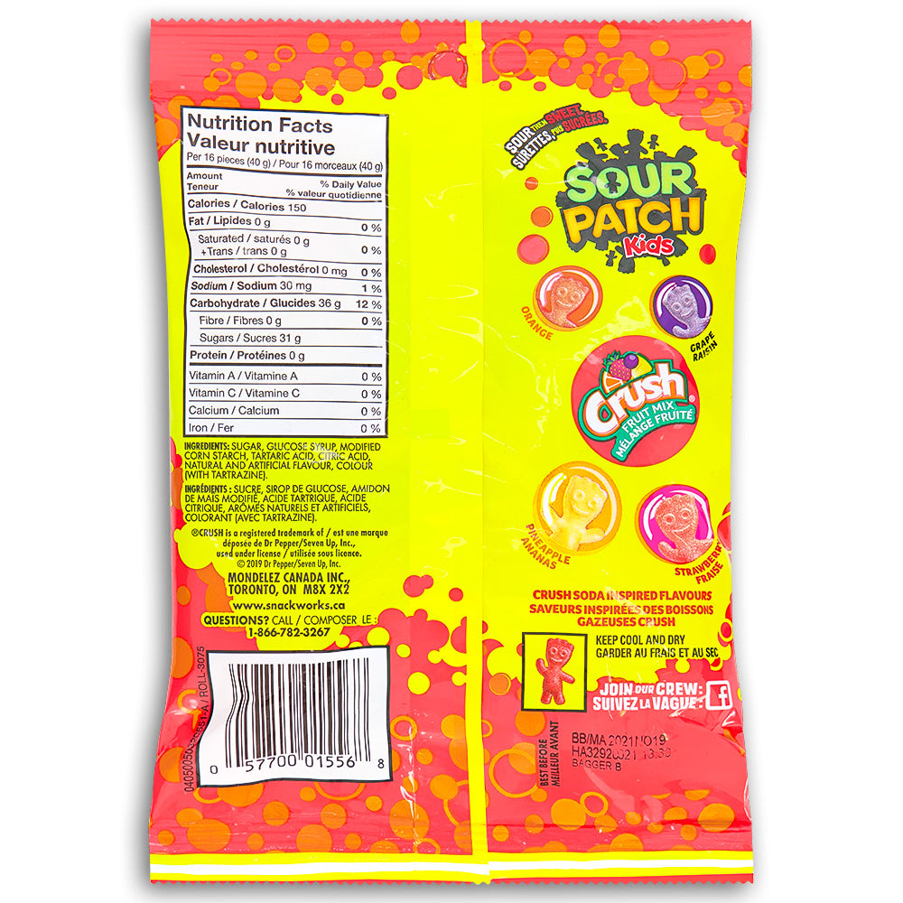 Sour Patch Kids Crush Candy 141 g Back Ingredients