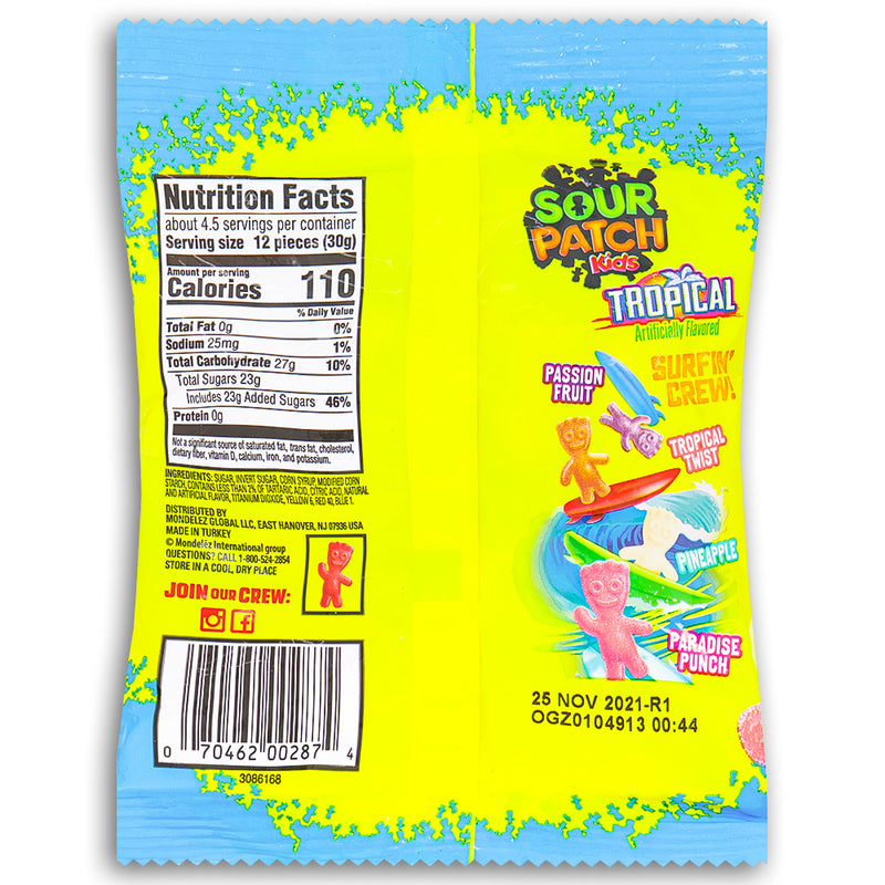 Sour Patch Kids Tropical  Candy 5oz Back Ingredients