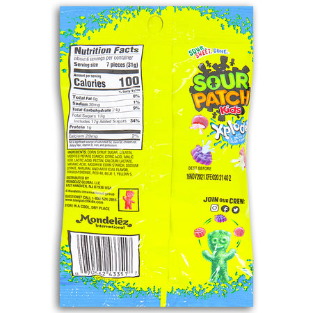 Sour Patch Kids Xploderz Candy 184g Back Ingredients