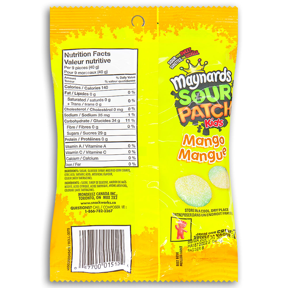  Sour Patch Kids Mango 185g Back Ingredients