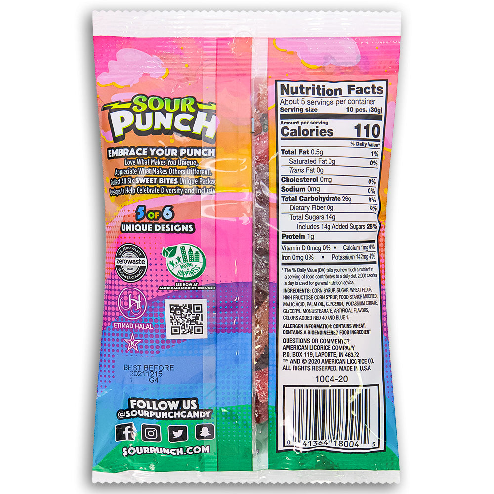 Sour Punch Sweet Bites Not So Sour 5oz Back Ingredients