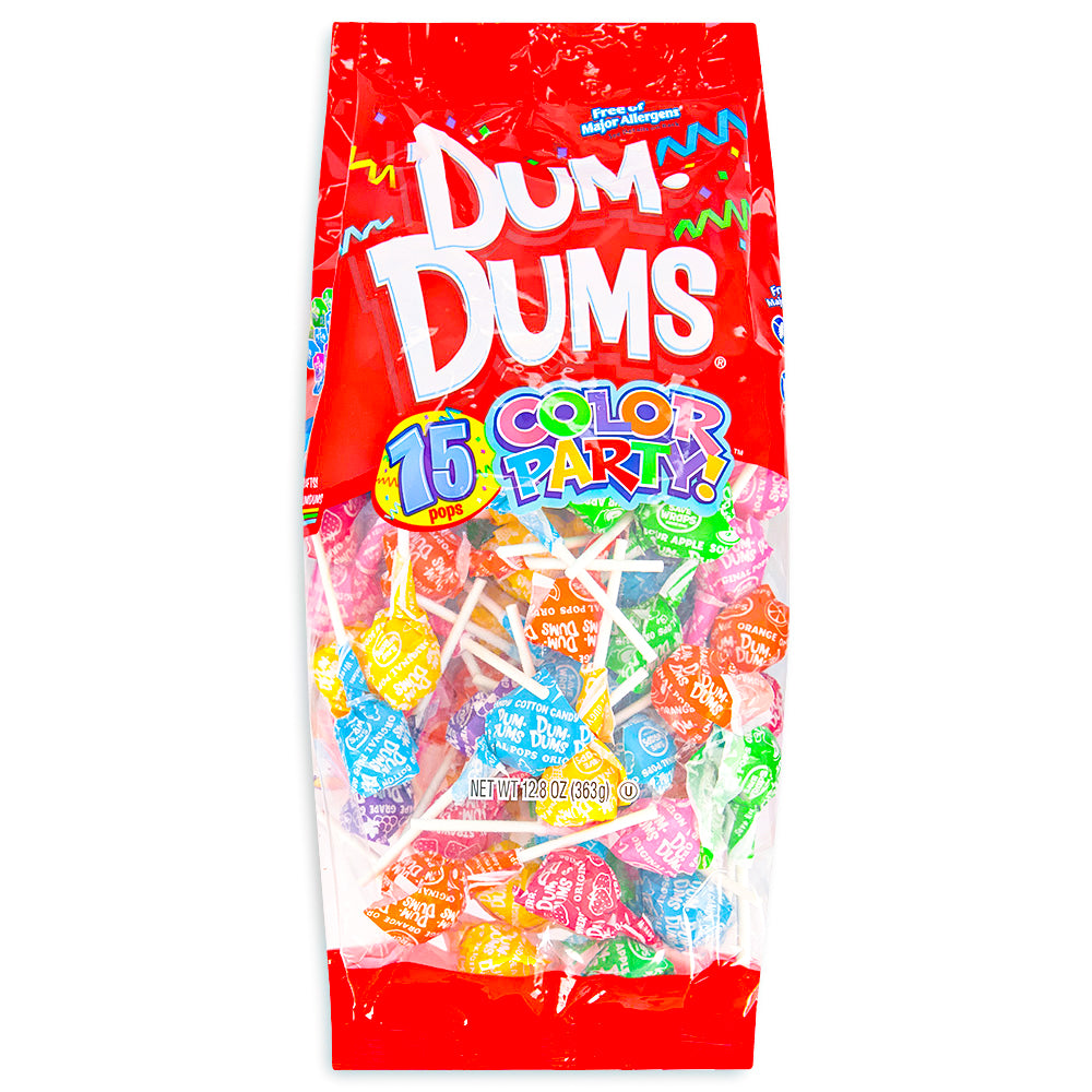 Dum Dums Color Party Assorted Rainbow Lollipops 75 CT Front
