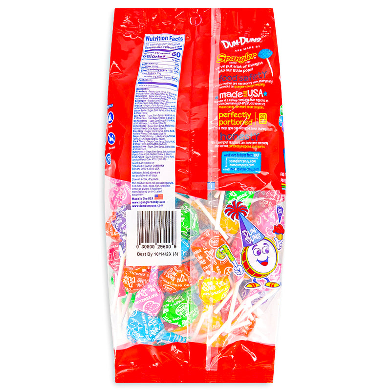 Dum Dums Color Party Assorted Rainbow Lollipops 75 CT Back