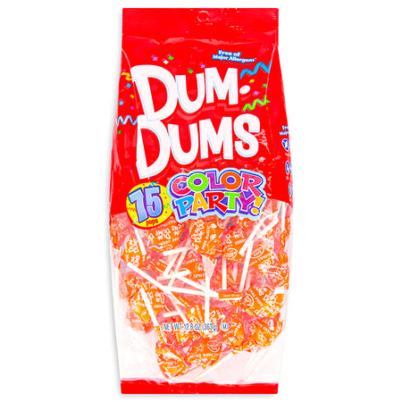Dum Dums Color Party Orange Lollipops 75 CT Front