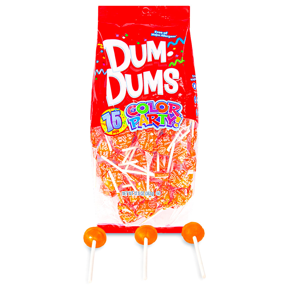 Dum Dums Color Party Orange Lollipops 75 CT