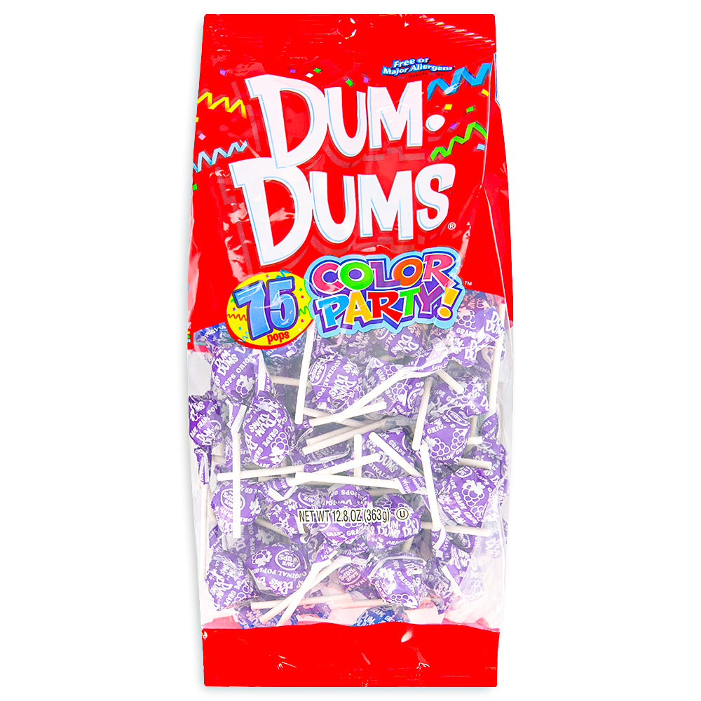 Dum Dums Color Party Purple Grape Lollipops 75 CT Front