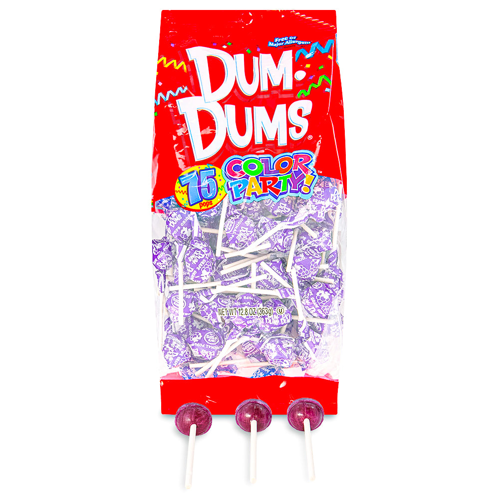 Dum Dums Color Party Purple Grape Lollipops 75 CT