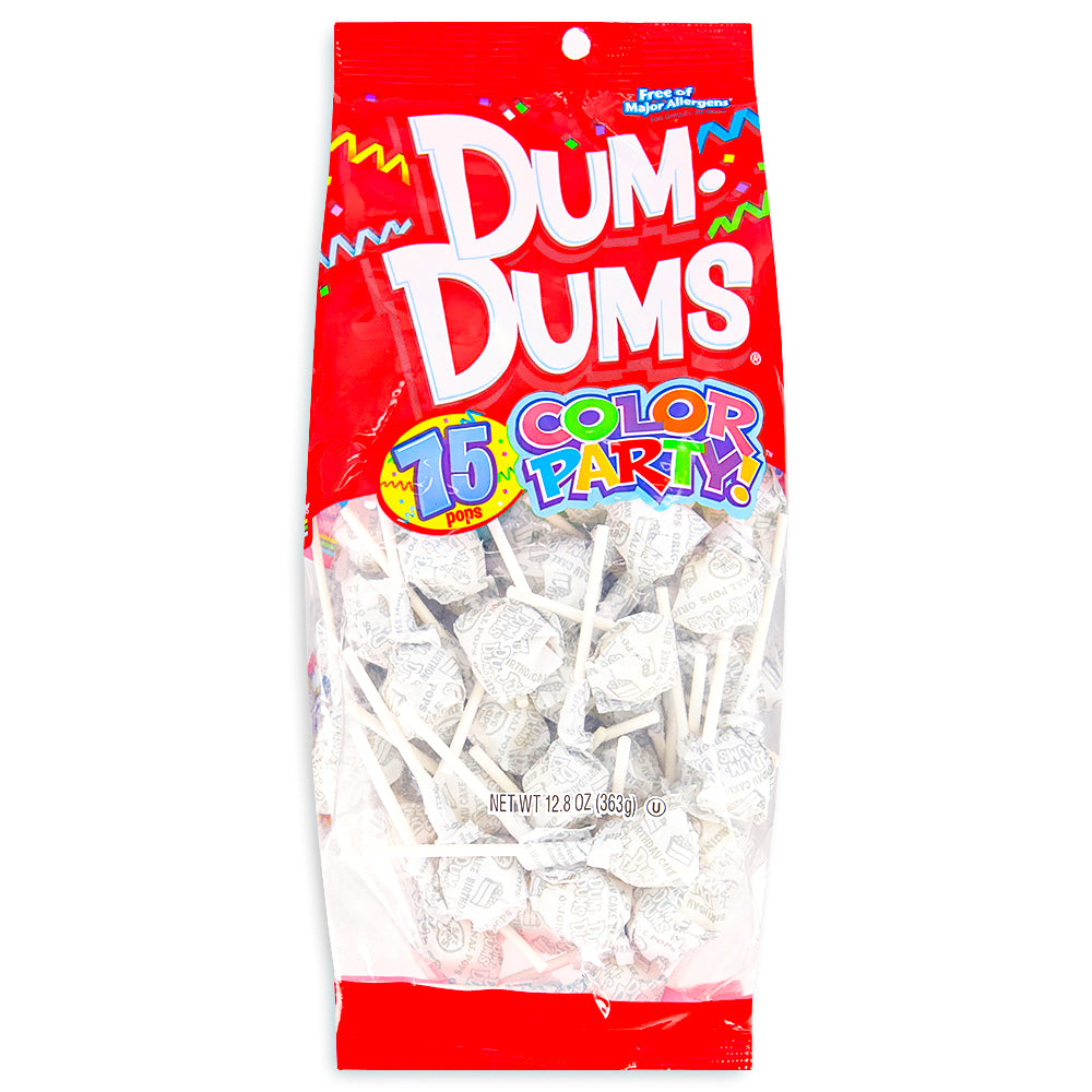 Dum Dums Color Party White Birthday Cake Lollipops 75 CT Front