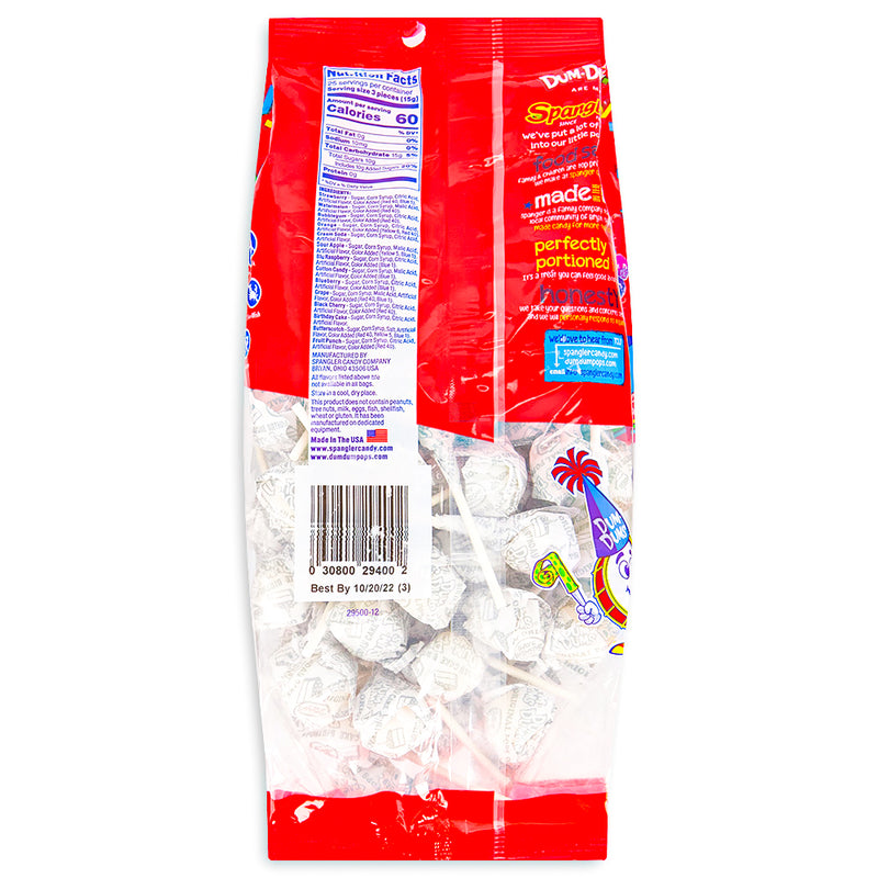 Dum Dums Color Party White Birthday Cake Lollipops 75 CT Back