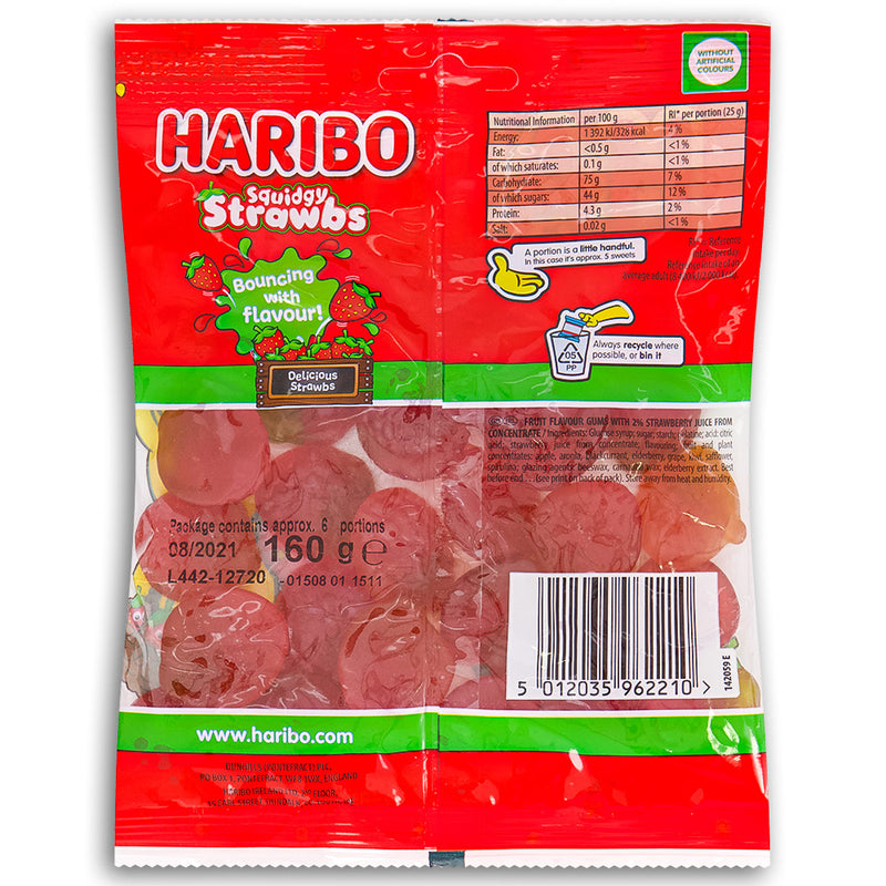Haribo Strawbs UK 160g back Ingredients