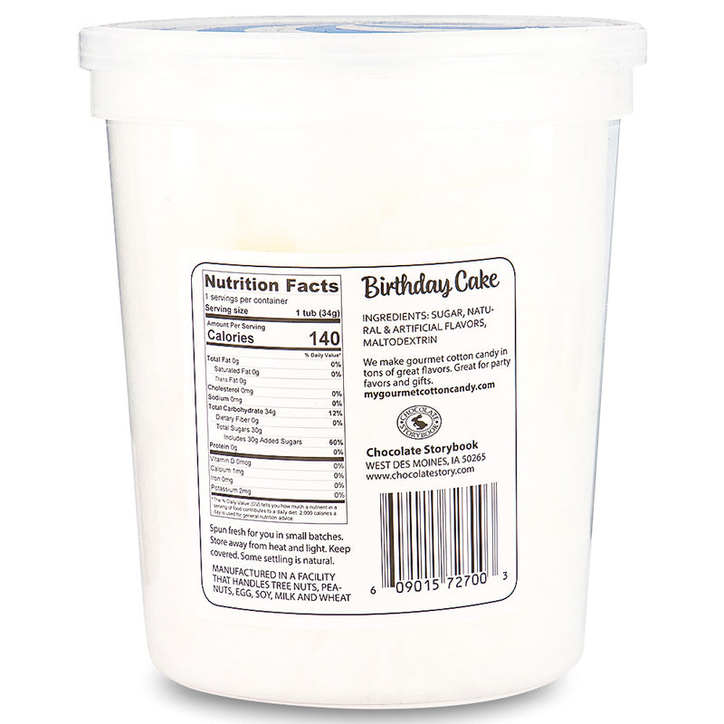 Cotton Candy Birthday Cake 1.75oz Back Ingredients