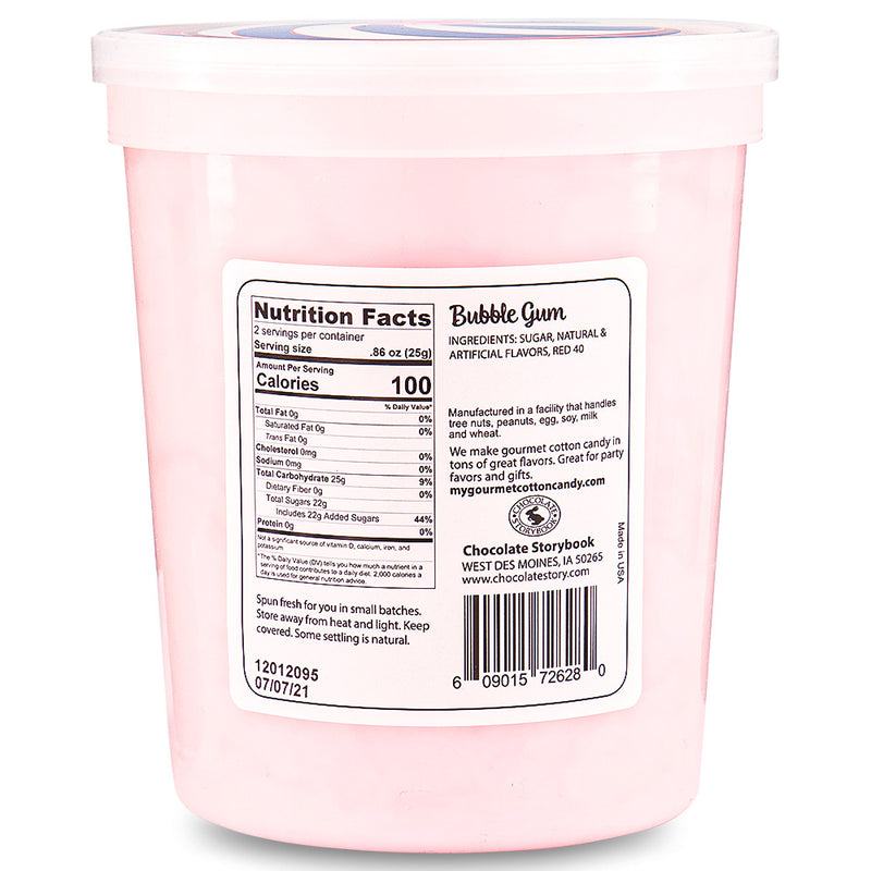 Cotton Candy Bubble Gum 1.75oz  Back Ingredients