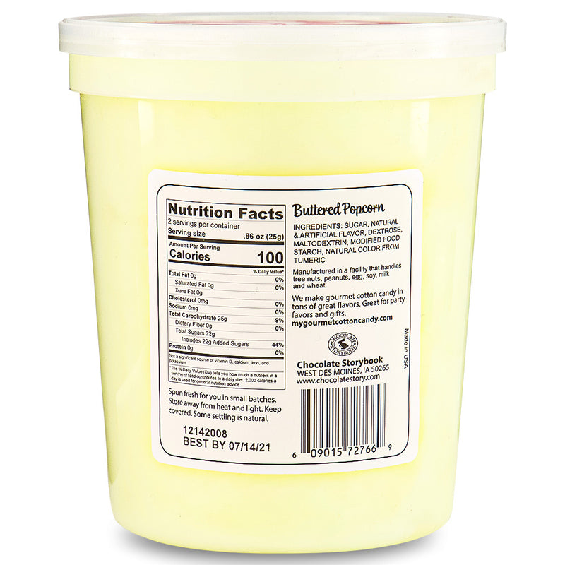 Cotton Candy Buttered Popcorn 1.75oz  Back Ingredients