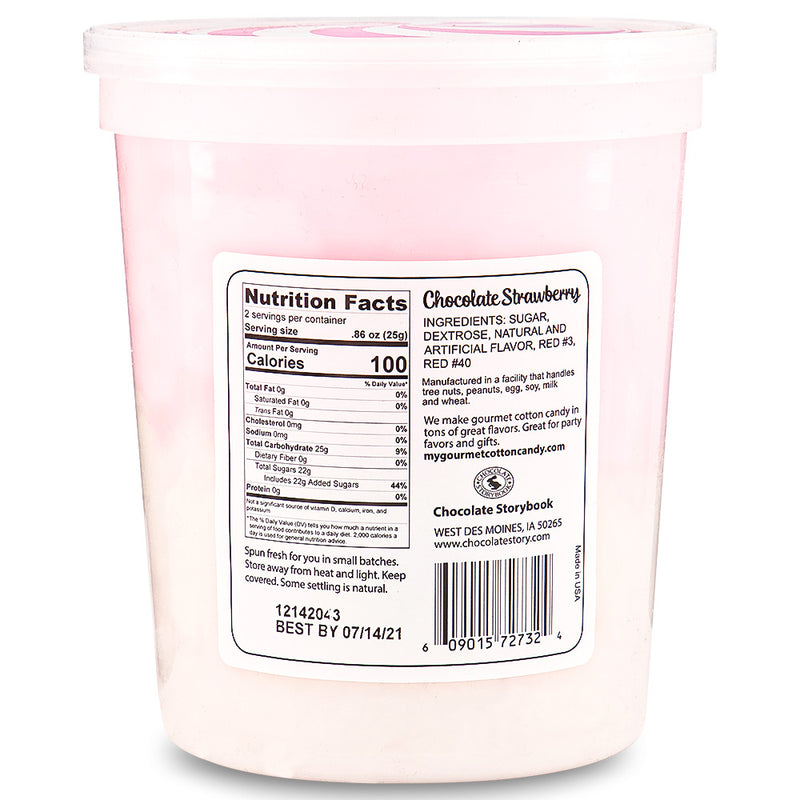 Cotton Candy Chocolate Strawberry 1.75oz Back Ingredients