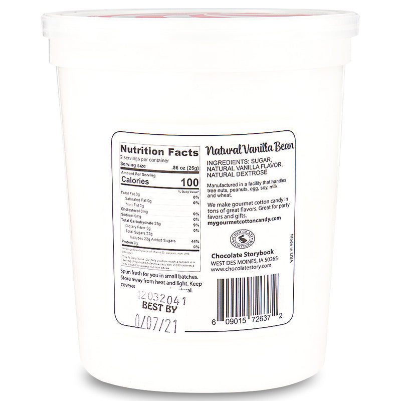 Cotton Candy All Natural Vanilla Bean 1.75oz Back Ingredients