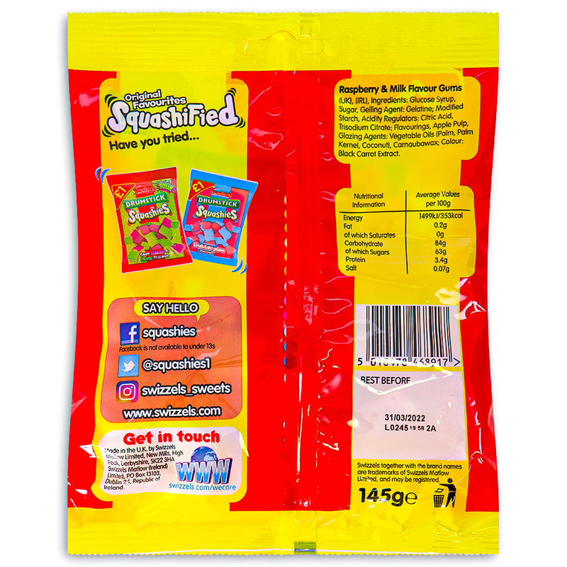 Squashies Original 145g Back Ingredients