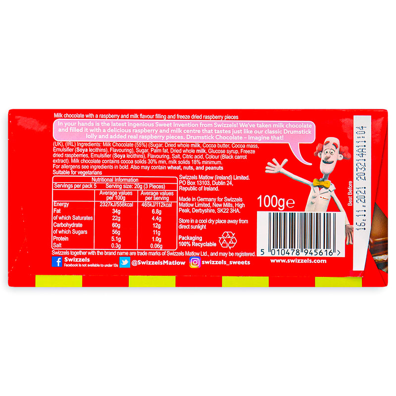 Swizzels Drumstick Chocolate Block 100g Back