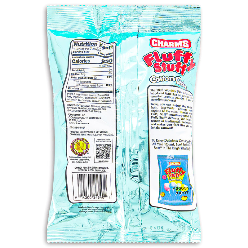 Charms Fluffy Stuff Unicorn Rainbow Sherbet Cotton Candy 60 Back Ingredientsg