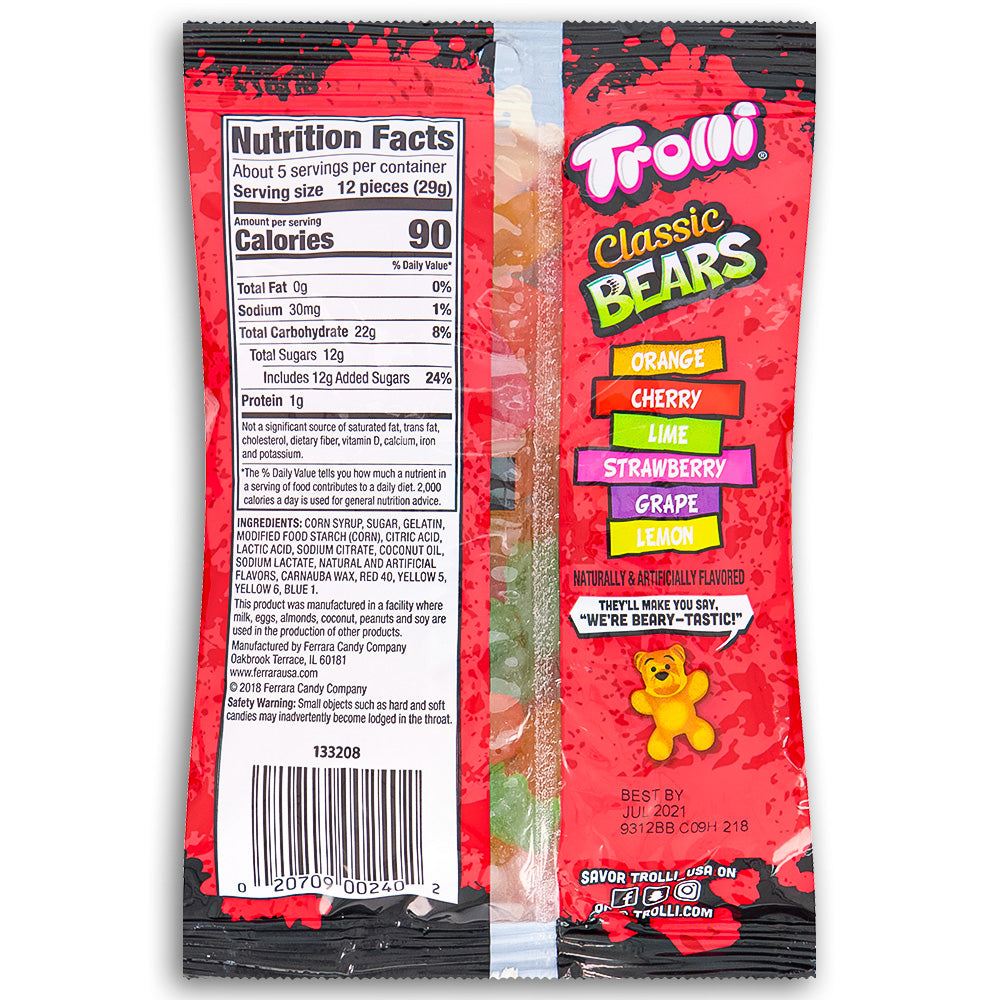 Trolli Classic Gummy Bears 5oz Back Ingredients
