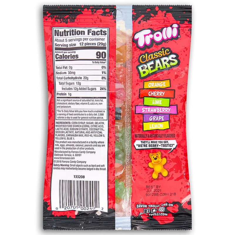 Trolli Classic Gummy Bears 5oz Back Ingredients