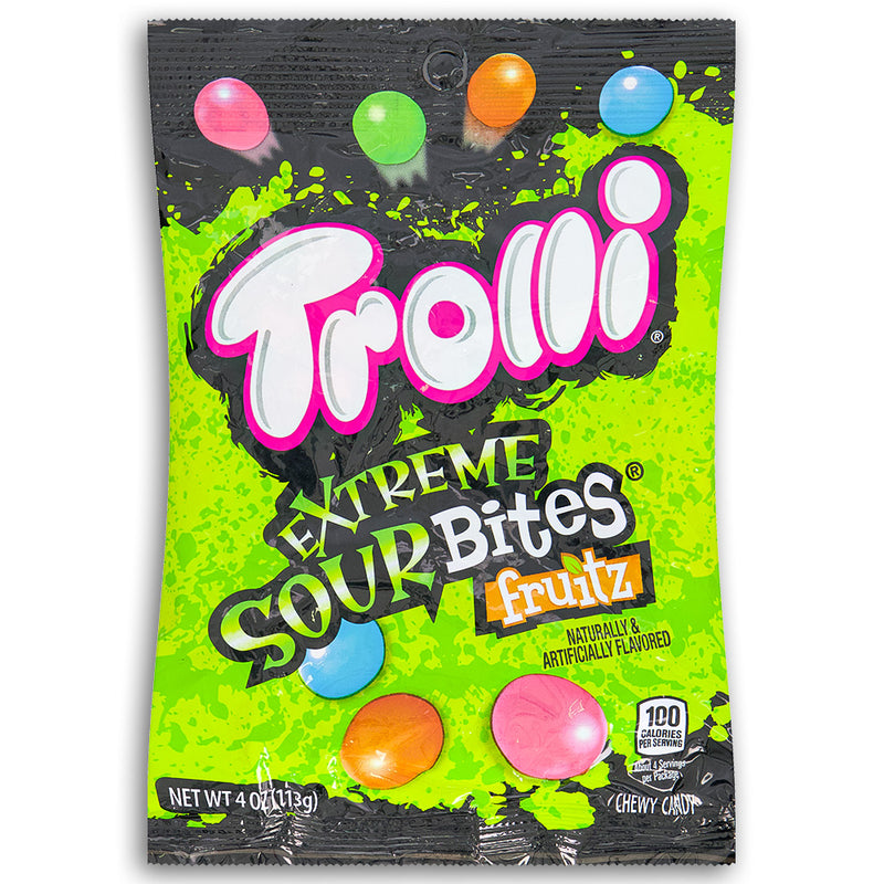 Trolli Extreme Sour Bites Fruitz candy 4oz Front