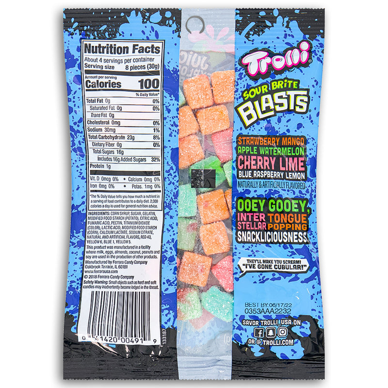 Trolli Sour Brite Blasts 4.25oz Back Ingredients