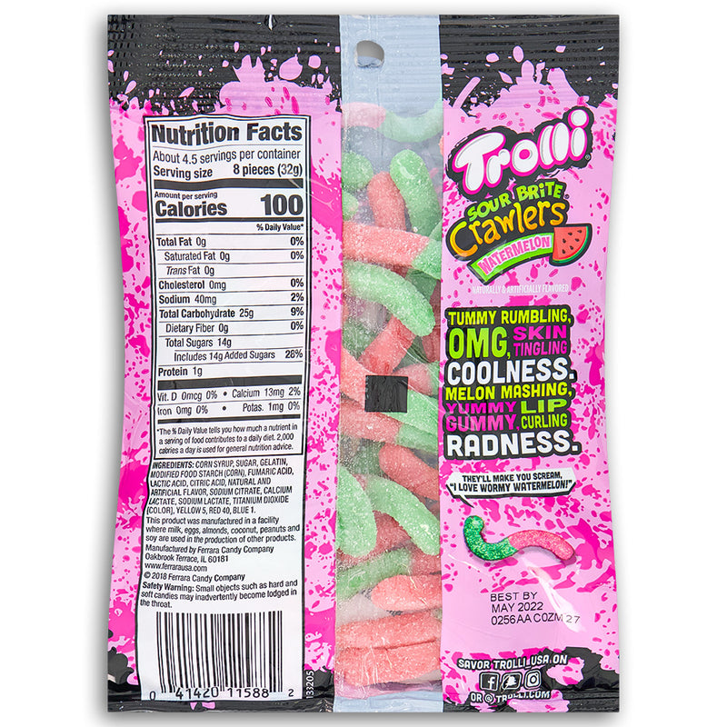 Trolli Sour Brite Crawlers Watermelon 5oz Back Ingredients