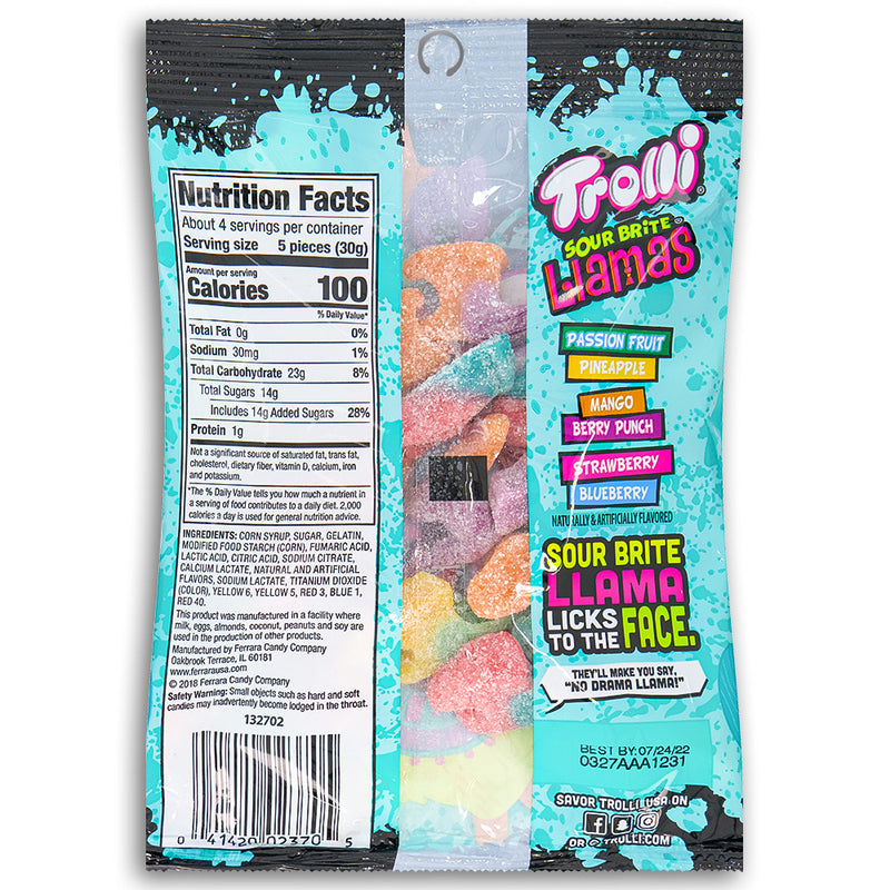 Trolli Sour Brite Llamas 4.25oz Back Ingredients
