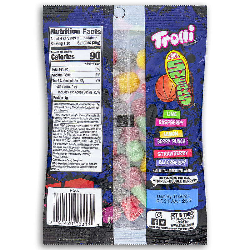 Trolli Sour Brite Sneaks 120g Back Ingredients