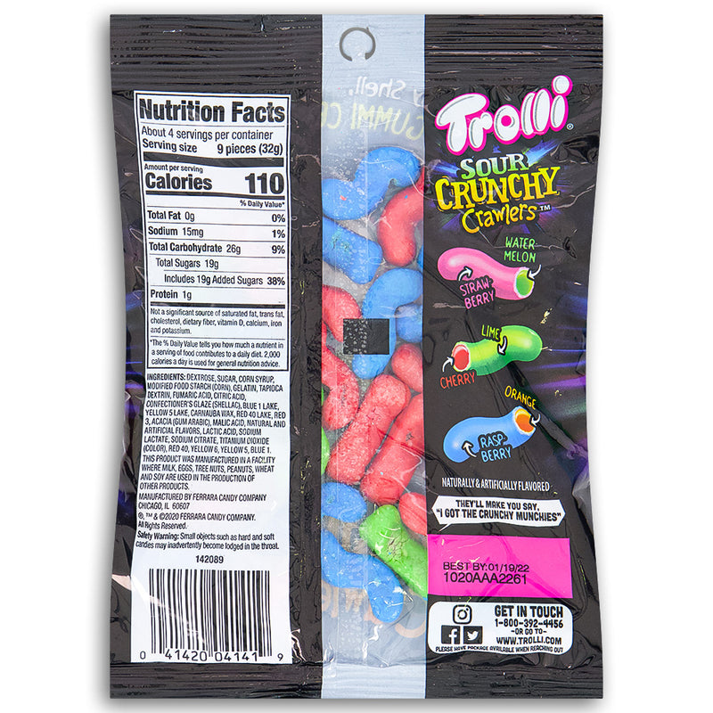 Trolli Sour Crunchy Crawlers 4.25oz Back Ingredients
