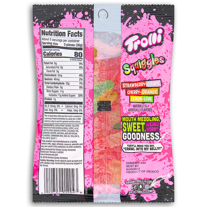 Trolli Squiggles 5oz Back Ingredients