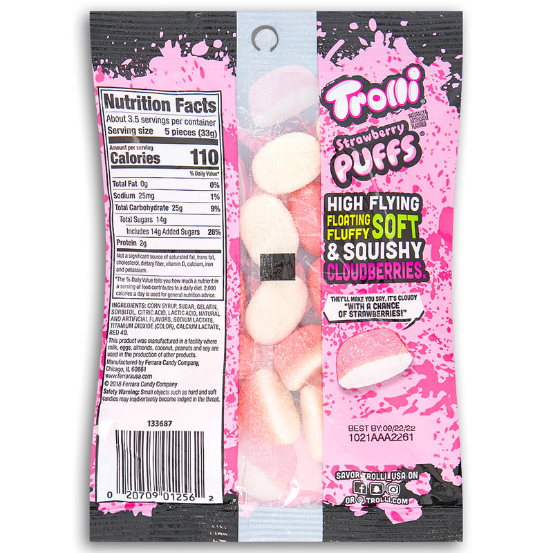 Trolli Strawberry Puffs 4.25oz Back Ingredients