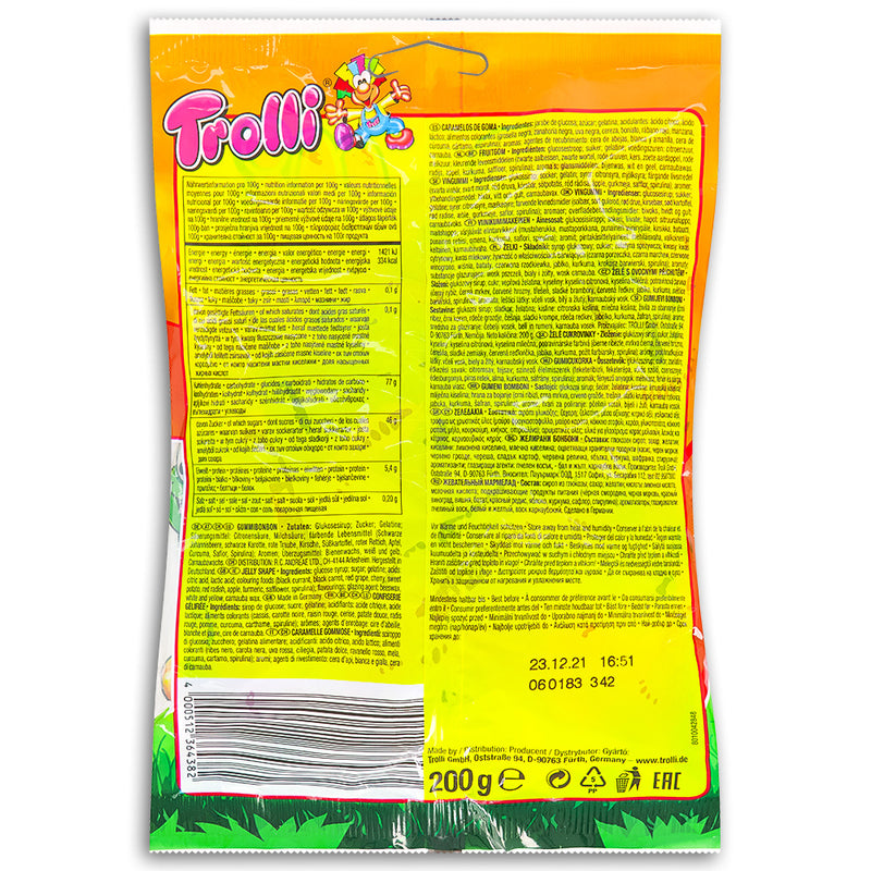 trolli german wurrli gummy worms 200g  back ingredients