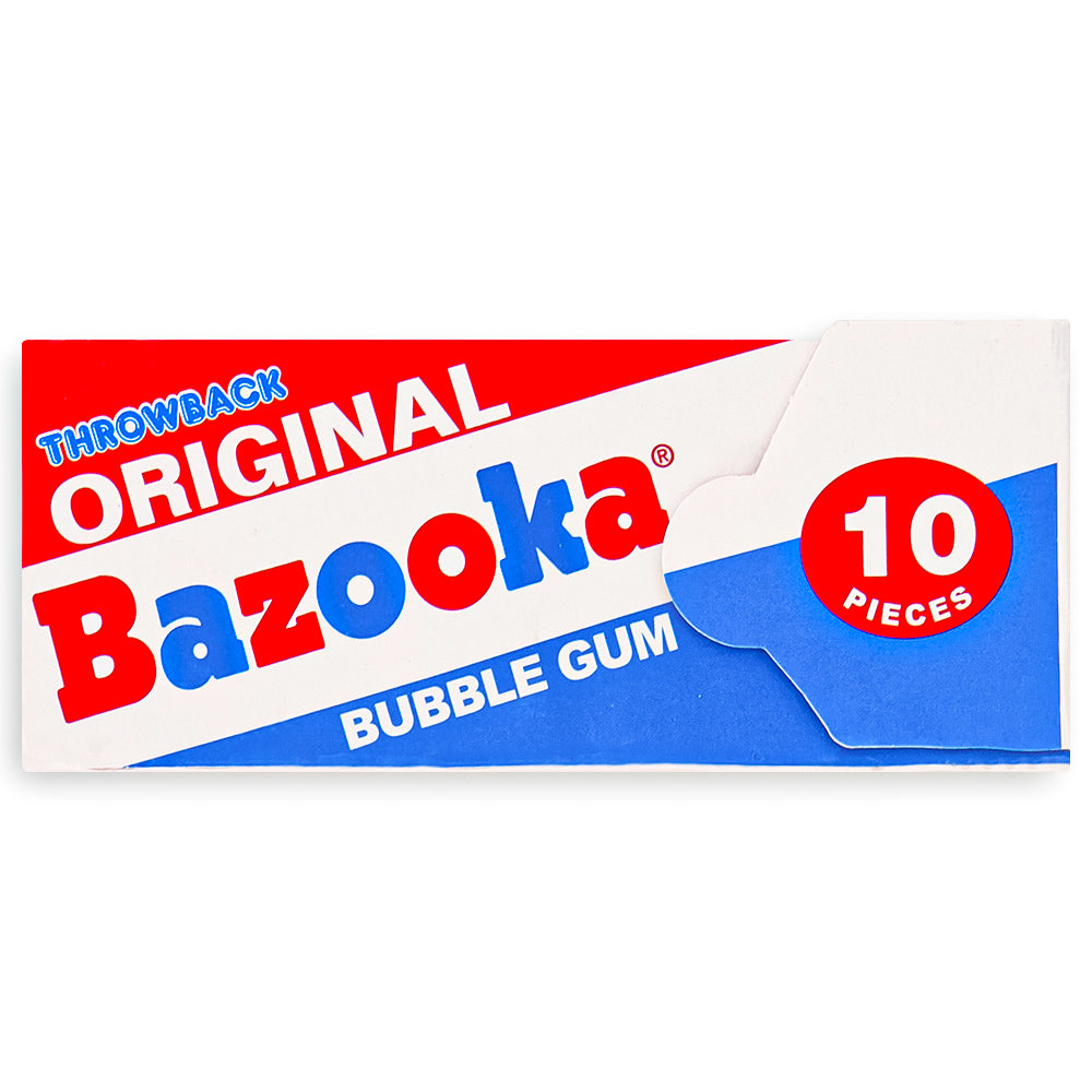 Bazooka Throwback Original Bubble Gum 10 Pieces Front
