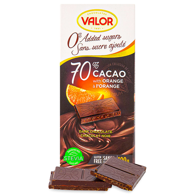 Valor 70% Cacao with Orange Sugar Free 100 g