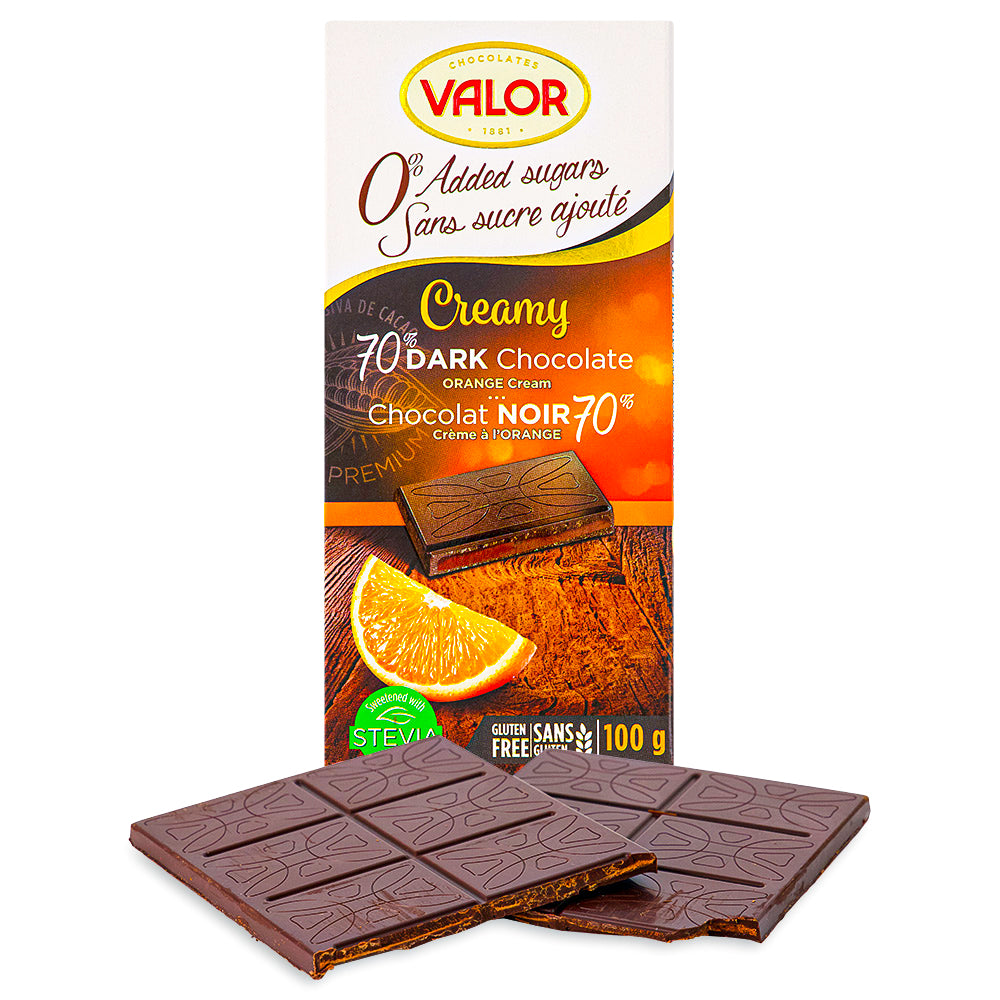 Valor Creamy Dark Chocolate Orange Cream Sugar Free 100 g