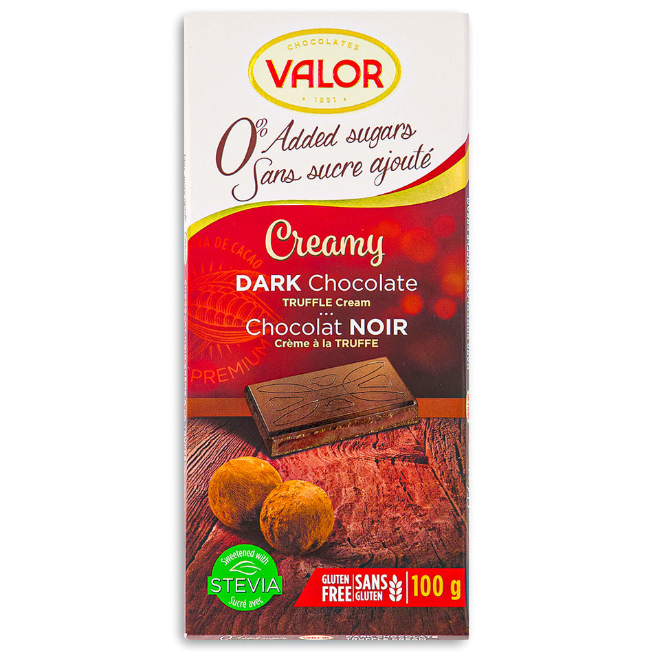 Valor Creamy Dark Chocolate Truffle Cream Sugar Free 100 g Front