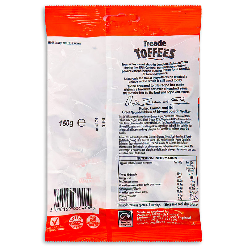 Walker's Treacle Toffees UK Back