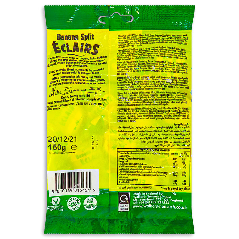 Walker's Banana Split Eclairs Toffees UK 150 g Back
