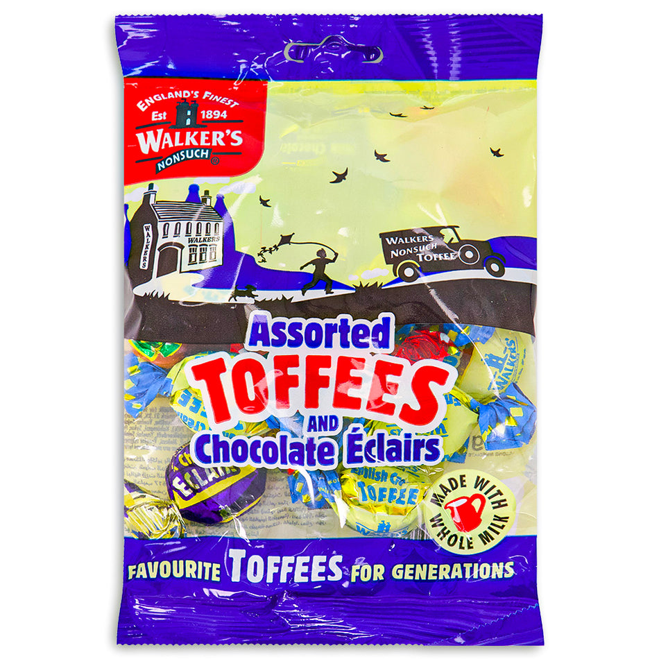 Walker's Assorted Toffees & Chocolate Eclairs UK 150 g Front