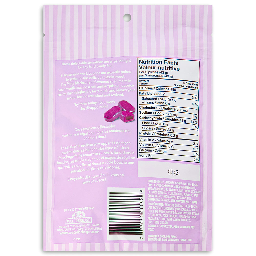Waterbridge Just Fruit Black Currant and Liquorice 200g Back Ingredients - British Candy