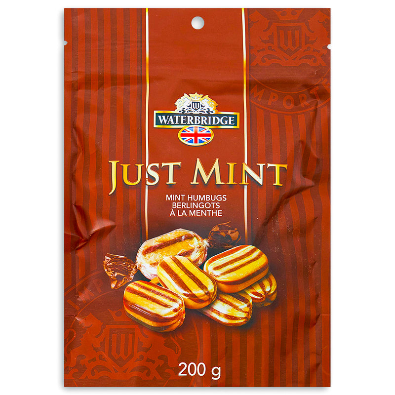 Waterbridge Just Mint Humbugs 200g Front British Candy