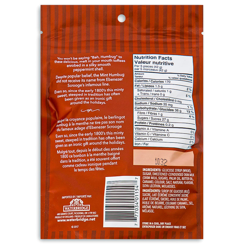 Waterbridge Just Mint Humbugs 200g Back Ingredients British Candy