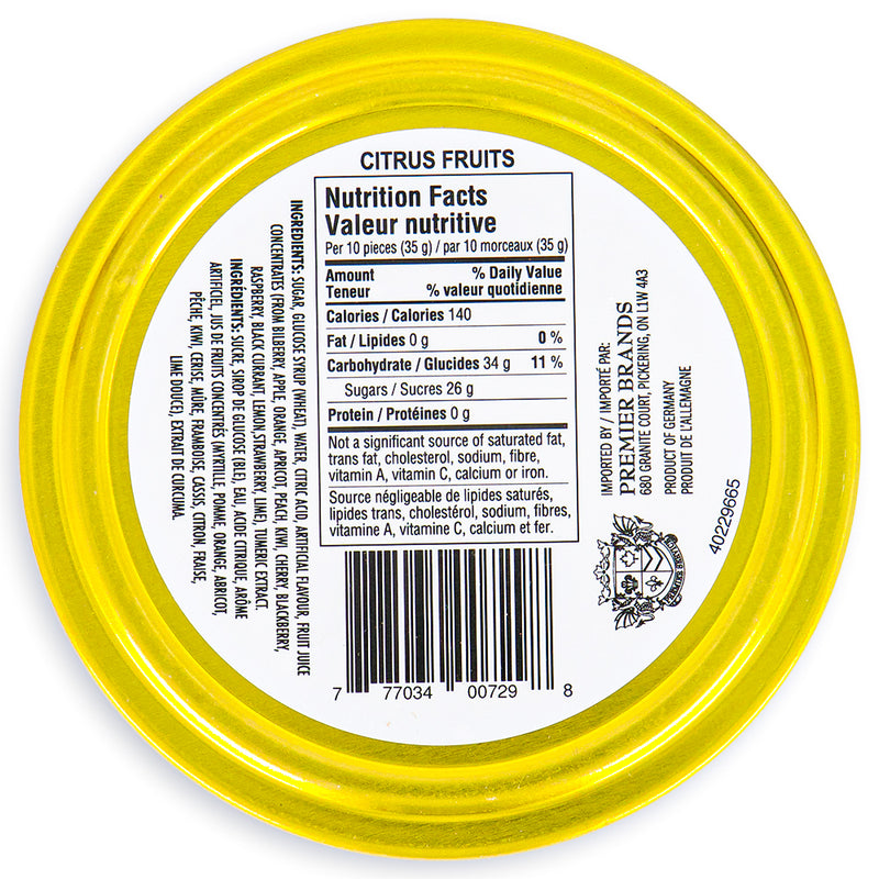 Waterbridge Travel Tin Citrus Fruits Candy 175 g Back Ingredients