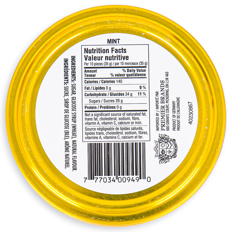 Waterbridge Travel Tin Peppermint Candy 175 g Back Ingredients