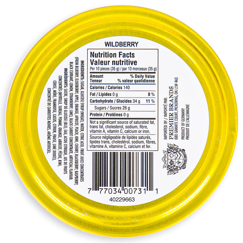 Waterbridge Travel Tin Wildberry Candy 175 g Back ingredients